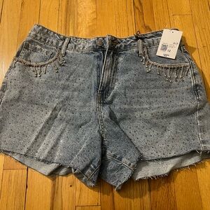 Forever 21 Blue Denim Shorts with Silver Accents